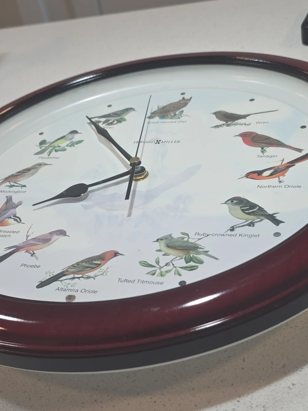 Howard Miller Bird  Wall Clock in Mahogany Frame On The Hour Each Bird Sings